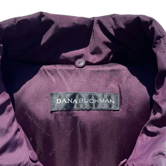 Designer plum puffer jacket coat with detachable genuine fox fur collar small - Picture 6 of 9